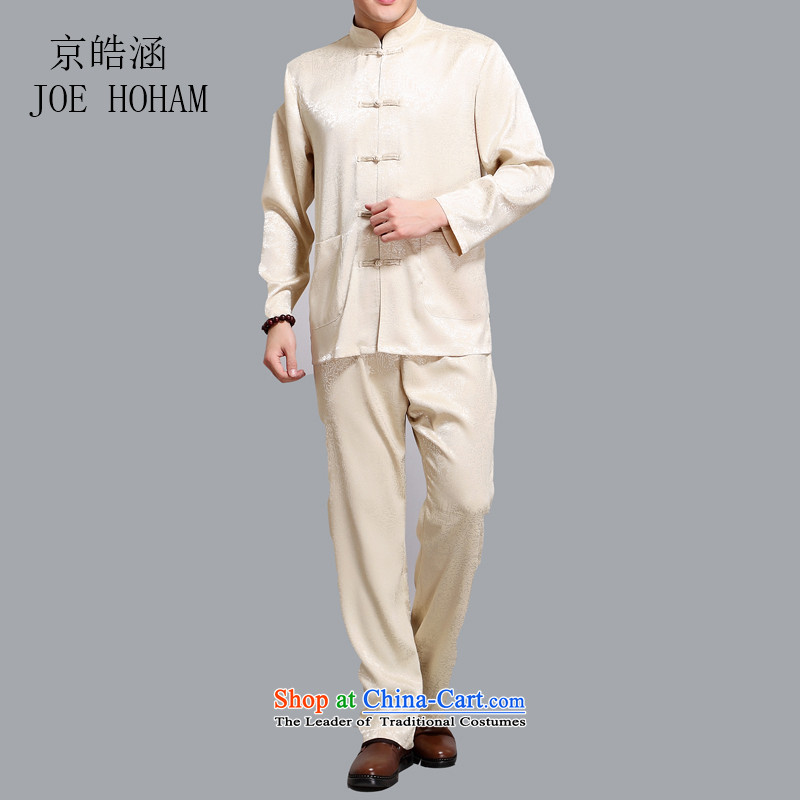 Kyung-ho Han-covered by summer men Tang Dynasty Package of older persons in long-sleeved Cotton Men father shirt grandpa summer gold聽L