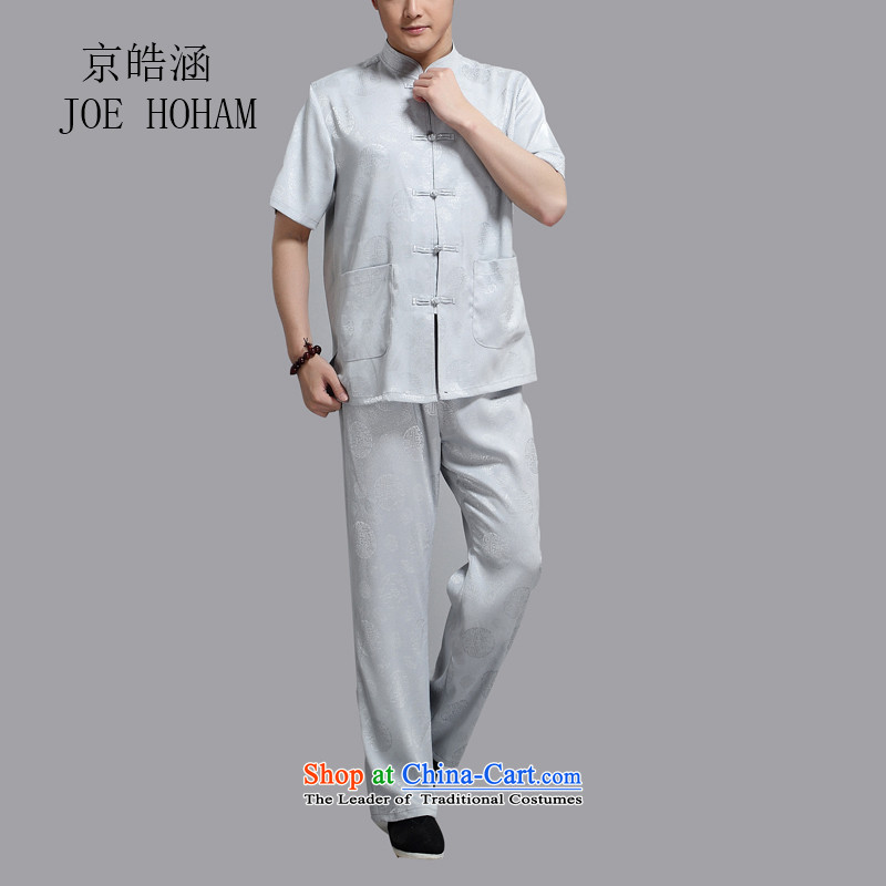Kyung-ho covered by men Tang Dynasty Package short-sleeved of older persons in the Men's Shirt pants grandpa summer father blouses light gray , L, Kyung-ho (JOE HOHAM covering) , , , shopping on the Internet