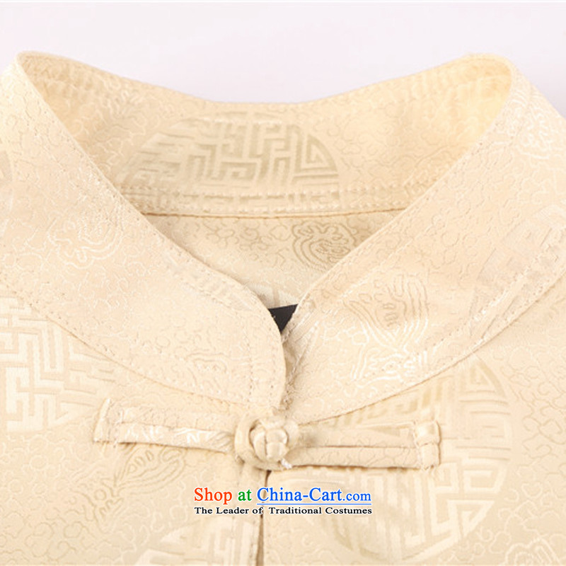 Beijing Summer in the elderly covered by Ho Tang Dynasty Chinese Han-long-sleeved male father replacing jogging exercise clothing collar shirt Kit Gold , L, Putin (JOE HOHAM covered by Ho) , , , shopping on the Internet