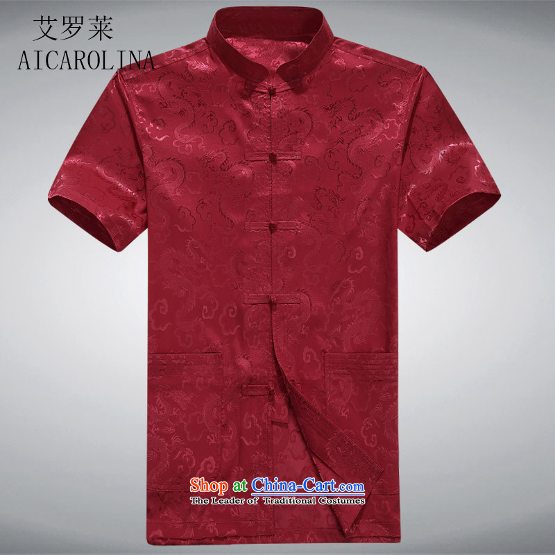 Hiv Rollet 2015 new products in the summer of older men short-sleeved shirt Tang dynasty middle-aged men's apparel half sleeve father red XXXL, HIV ROLLET (AICAROLINA) , , , shopping on the Internet