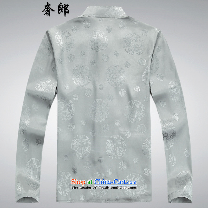 The luxury of men who long-sleeved of older persons in the Tang Dynasty Package manually replace a grandfather kung fu detained disc loaded able Tang dynasty sword men elderly men and Chinese clothing grandfather in summer and autumn replacing light gray