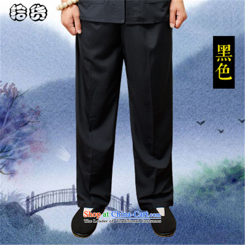 The OSCE, in the summer of 2015, the name of the older men's trousers, pants, father Ronald elderly men pants elastic waist summer very CASUAL TROUSERS LARGE BLACK XXXXL Tang dynasty male