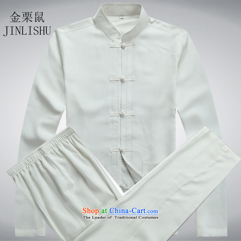 In the spring of Kim Gopher older men Tang dynasty long-sleeved kit new leisure Tang Dynasty Chinese national costumes white collar kit S kanaguri mouse (JINLISHU) , , , shopping on the Internet