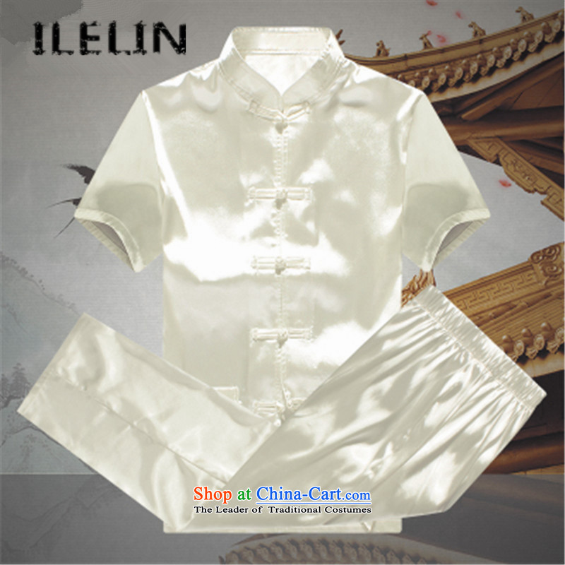 Mr Ronald, male ILELIN2015 Tang Dynasty Package short-sleeved of older persons in the men's large relaxd clothes pants grandpa summer father jacket coat White聽165