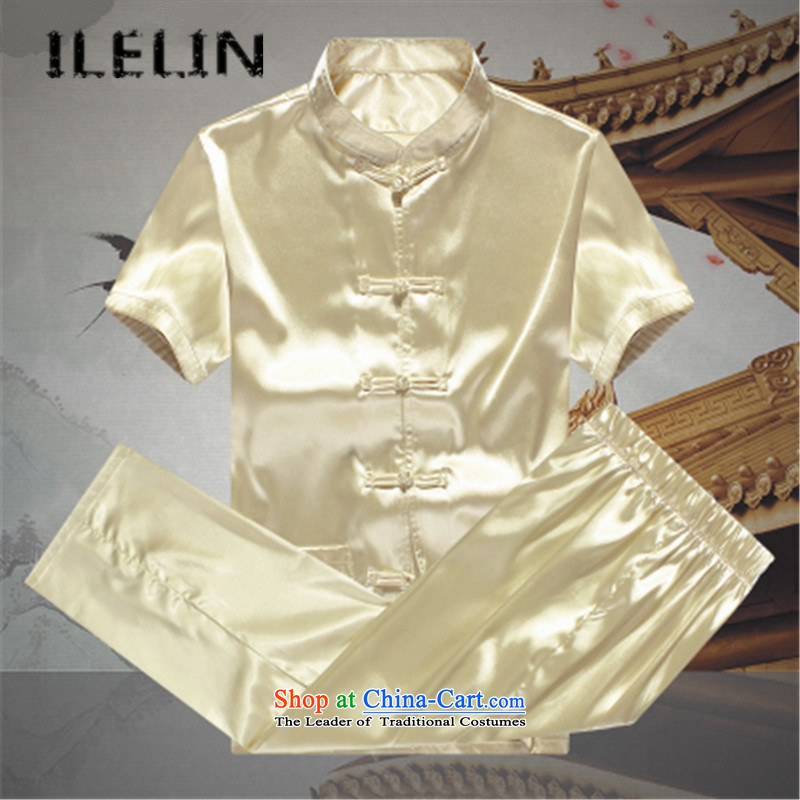 Mr Ronald, male ILELIN2015 Tang Dynasty Package short-sleeved of older persons in the men's large relaxd clothes pants grandpa summer father jacket coat white 165,ILELIN,,, shopping on the Internet