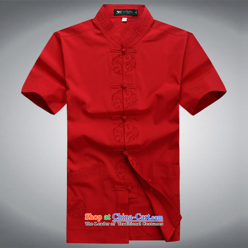 Hundreds of brigade bailv summer Stylish slim plate fasteners leisure Short-Sleeve Mock-Neck Comfort Kit Red?M