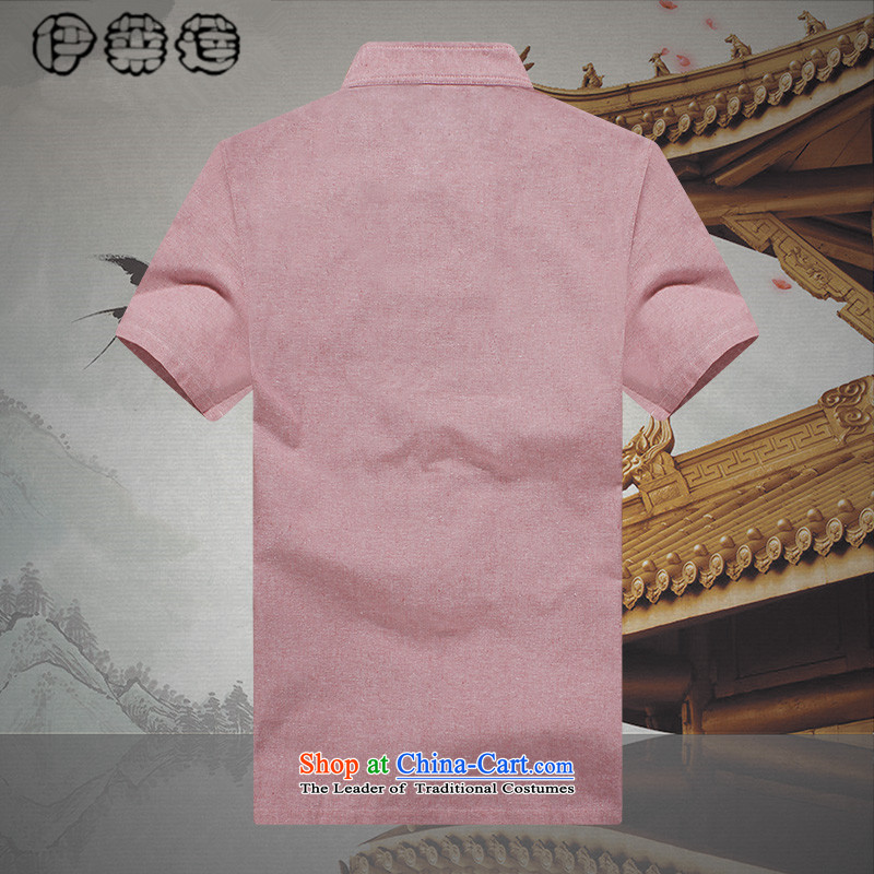 Hirlet Wu Xia Men, 2015 Large Tang dynasty short-sleeved T-shirt China wind Chinese shirt linen young man pink embroidered Tang dynasty summer pink shirt聽190, Yele Ephraim ILELIN () , , , shopping on the Internet