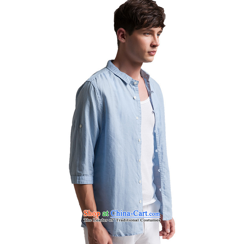Original China wind men linen T-shirts and summer seven short-sleeve loose solid color cotton linen Chinese Tang blouses SL8YK3019 black , L, Oxygen (Y&chic) , , , shopping on the Internet