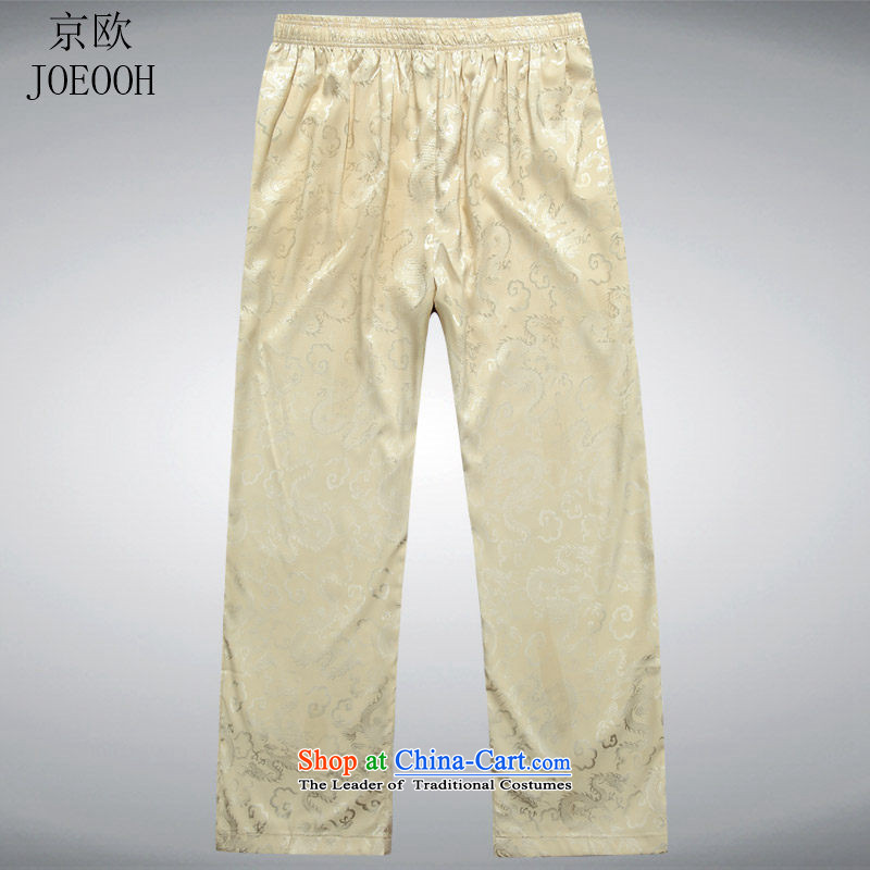 Beijing new and old age are European summer leisure Tang dynasty silk men elastic waist trousers large relaxd beige , L, Putin (JOE OOH) , , , shopping on the Internet