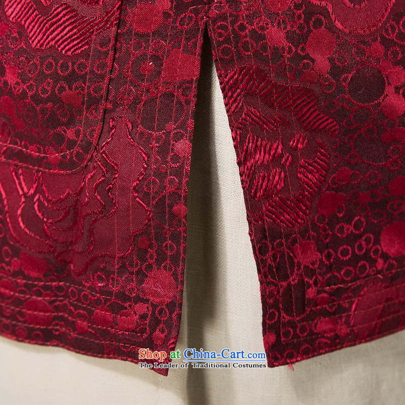 Bosnia and thre line short-sleeved Tang dynasty summer new products of men and Tang dynasty short-sleeved shirts in T-shirt elderly men, Tang dynasty deep red and line XXL/185, thre gesaxing) , , , shopping on the Internet