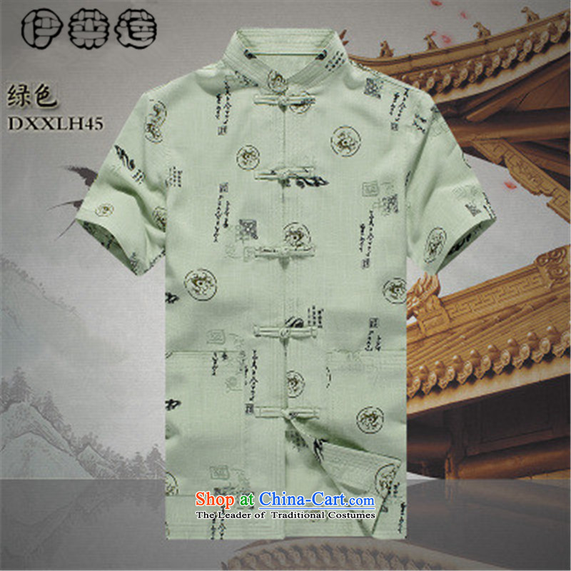 Hirlet 2015 summer youth, Lin summer cotton linen Tang dynasty male short-sleeved retro wind up the clip relaxd casual hand printing larger T-shirt and Tang dynasty white 170, Electrolux Ephraim ILELIN () , , , shopping on the Internet