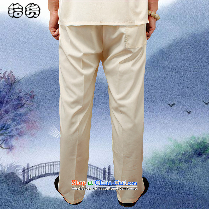The 2015 summer, pickup men trousers China wind male Tang Dynasty Large loose trousers summer Chinese men's trousers, comfort and breathability and simple Han-beige XL, pickup (shihuo) , , , shopping on the Internet