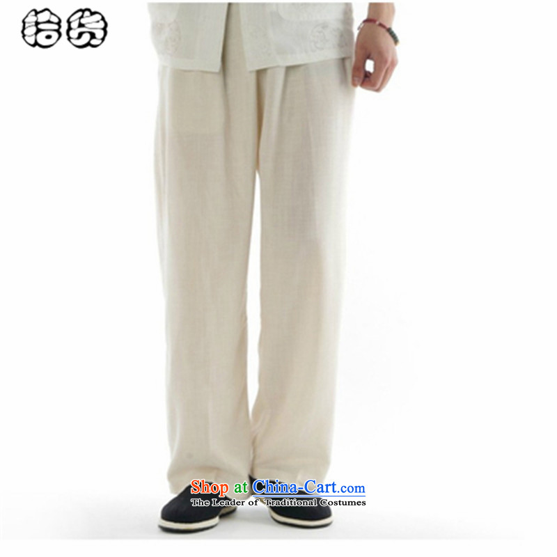 The 2015 summer pickup men Tang dynasty summer pants for larger elasticated relaxd middle-aged waistband trousers washable work trousers father Tang pants down (Pickup 29 White shihuo) , , , shopping on the Internet