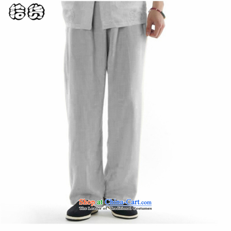 The 2015 summer pickup men Tang dynasty summer pants for larger elasticated relaxd middle-aged waistband trousers washable work trousers father Tang pants down (Pickup 29 White shihuo) , , , shopping on the Internet