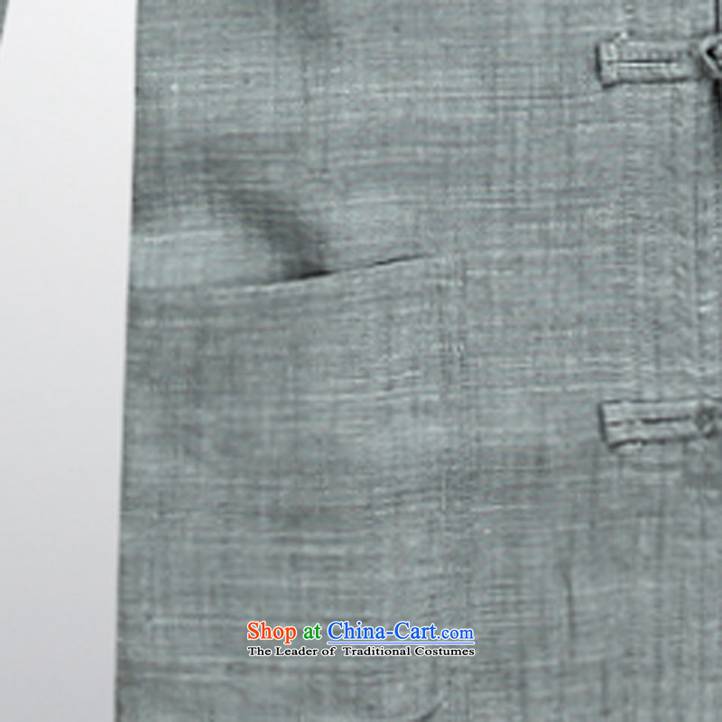 Load the autumn 2015 linen men Tang Dynasty Package long-sleeved shirt national costumes in Chinese Tang dynasty older ma long-sleeved gray (long pants) gray M ink-YI (MORE shopping on the Internet has been pressed.