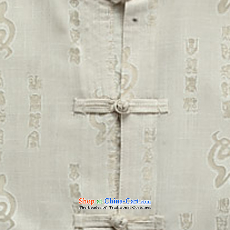The new man Tang dynasty short-sleeved summer linen china wind Chinese collar middle hand-held men improved Tang Dynasty Package half-sleeved shirt ball set of S, print services beige-YI (MORE shopping on the Internet has been pressed.