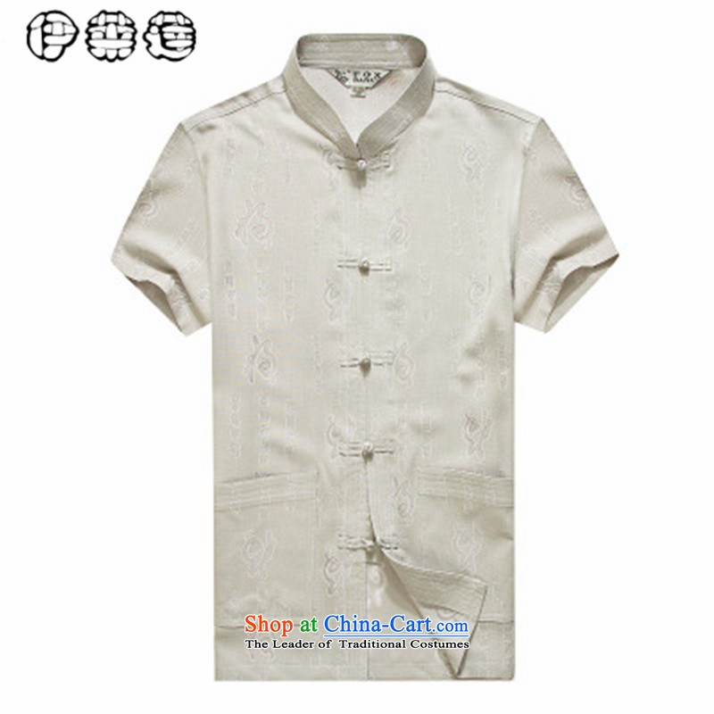 Hirlet Lin Summer 2015) elderly men short-sleeved shirt Tang dynasty large middle-aged men relaxd national costume China wind-load gray 170, the father of Ephraim ILELIN () , , , shopping on the Internet