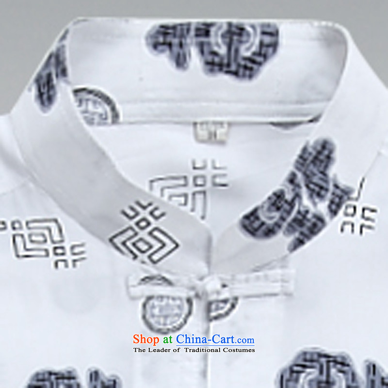 Summer of older persons in the Tang dynasty short-sleeved cotton jogging casual Han-kung fu shirt , white ink-YI (MORE shopping on the Internet has been pressed.