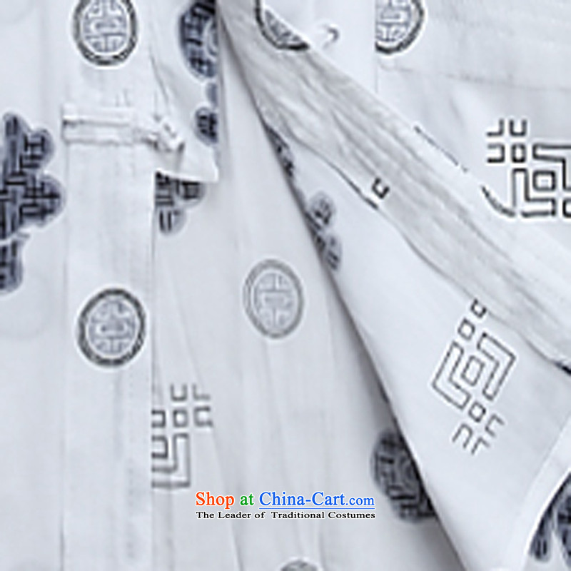 Summer of older persons in the Tang dynasty short-sleeved cotton jogging casual Han-kung fu shirt , white ink-YI (MORE shopping on the Internet has been pressed.