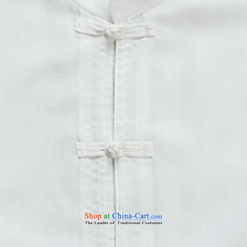 Tang Dynasty men short-sleeved spring and summer load of older persons in the Tang dynasty linen short-sleeved cotton linen jogs casual Kit Han-kung fu shirt White M ink-YI (MORE shopping on the Internet has been pressed.
