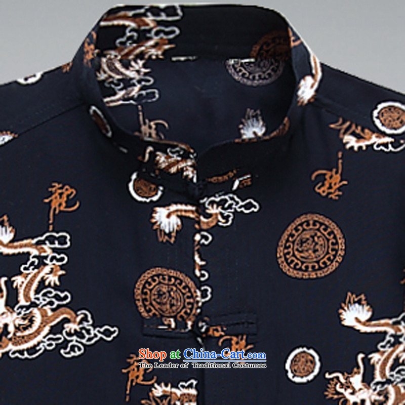 2015 new hands-free hot half-sleeved shirt collar men short-sleeved Tang dynasty XXXL, color ink-lady (MORE YI shopping on the Internet has been pressed.)