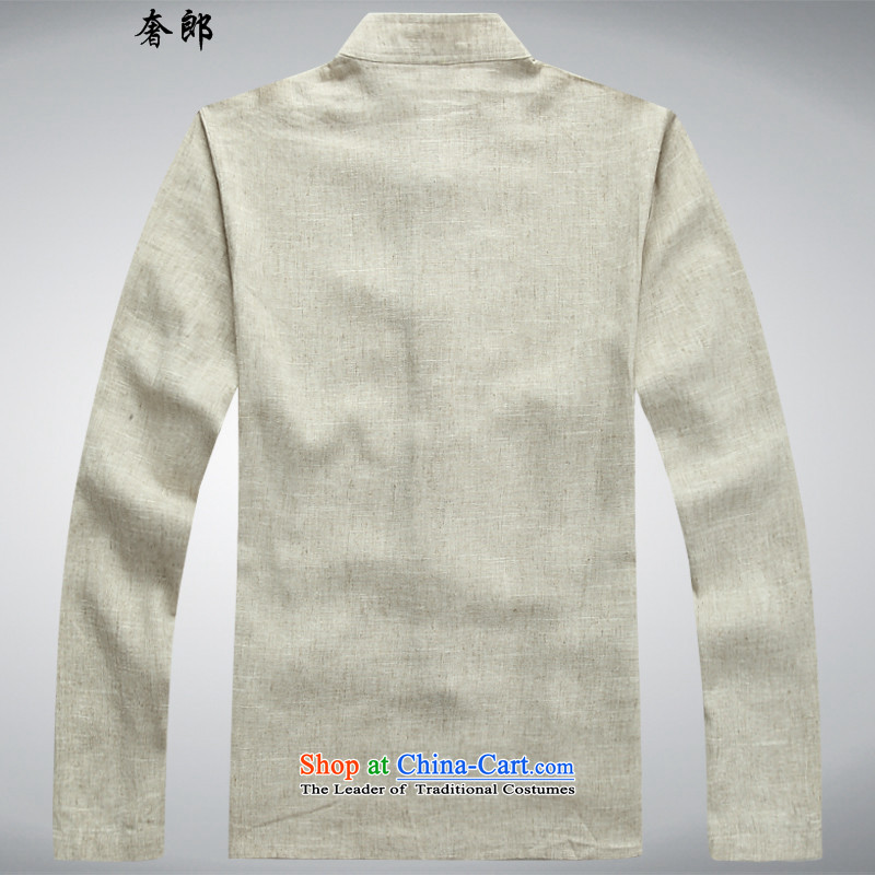 The luxury Health  2015 new elderly men in the spring and autumn replacing kung fu with Chinese Han-Tang dynasty father relaxd exercise clothing traditional leisure collar Kit-ching gray T-shirt XL, luxury health , , , shopping on the Internet