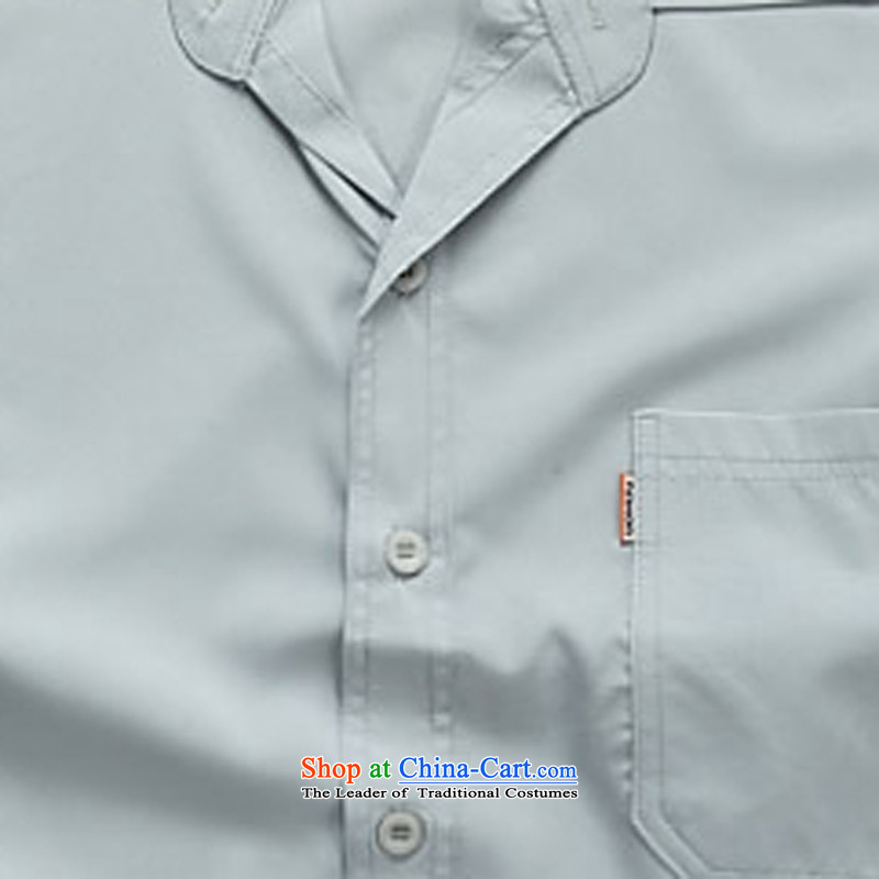 In older men summer reverse collar short-sleeved shirt relaxd clothes business and leisure father Father half-sleeved T-shirt , light gray shirt peterkin ink-YI (MORE shopping on the Internet has been pressed.