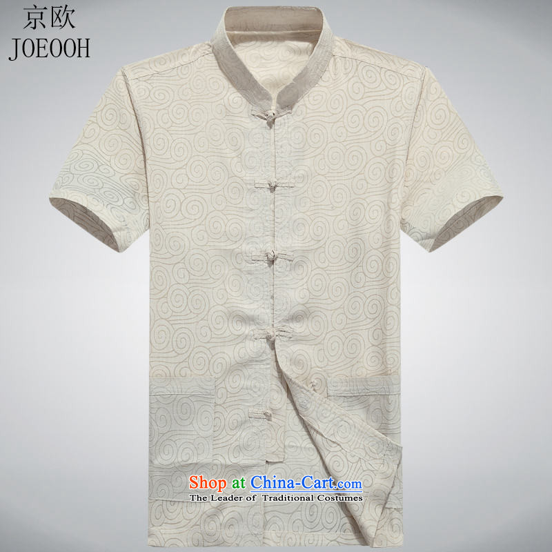 Beijing summer, OSCE older short-sleeved middle-aged man Tang dynasty China wind half male in his shirt-sleeves installed grandpa summer father beige M, Putin (JOE OOH) , , , shopping on the Internet