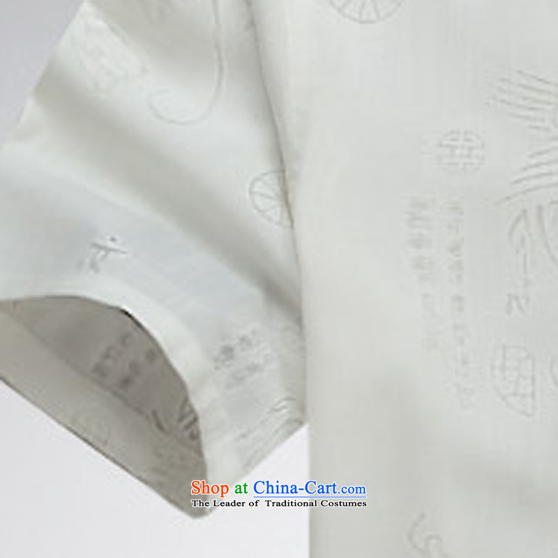 2015 linen Tang Dynasty Package and short-sleeved in older men Tang dynasty summer national costumes cotton linen china wind white ink-M (MORE YI shopping on the Internet has been pressed.)