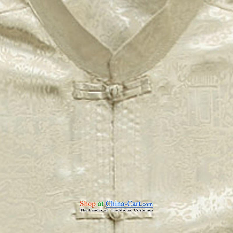 Summer short-sleeved Tang dynasty China wind in Tang Dynasty Older ethnic Chinese elderly Tang Dynasty set of M ink-beige (MORE YI shopping on the Internet has been pressed.)
