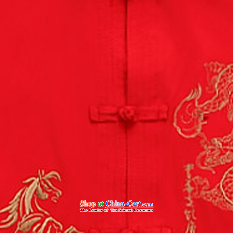 The new short-sleeved Tang in older men casual summer Chinese clothing elderly ethnic XXXL, red ink-YI (MORE shopping on the Internet has been pressed.