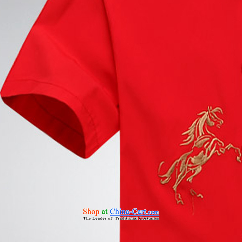 The new short-sleeved Tang in older men casual summer Chinese clothing elderly ethnic XXXL, red ink-YI (MORE shopping on the Internet has been pressed.