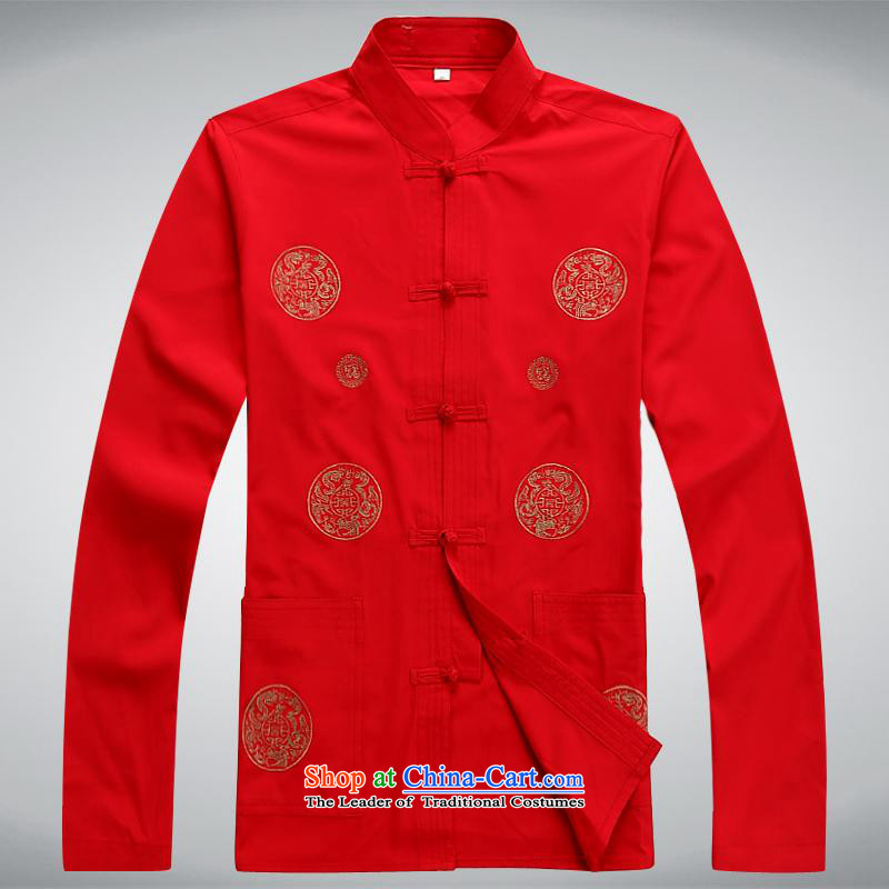Hundreds of brigade bailv summer Stylish slim, collar comfortable long-sleeved tray clip leisure wears red?XL