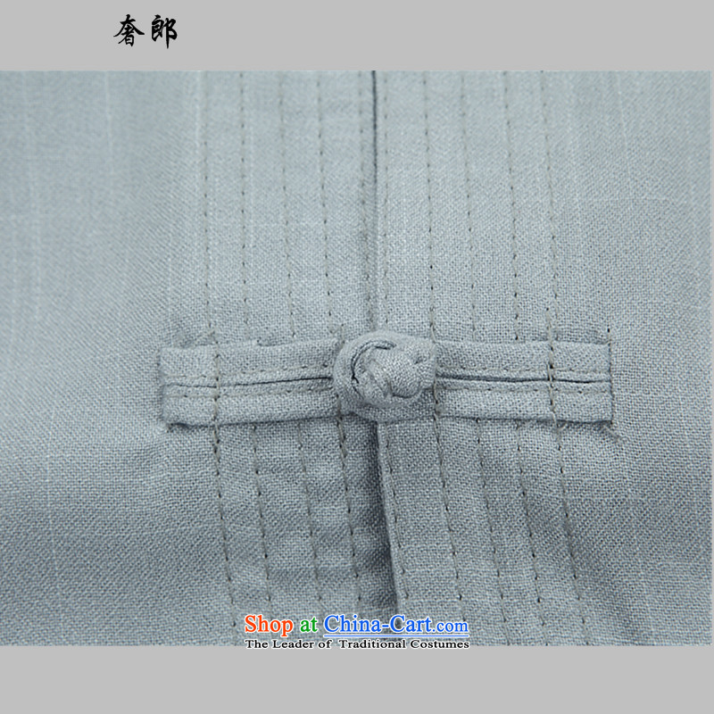 The luxury health new Tang dynasty male short-sleeve kit Tang dynasty cotton linen flax shirt dad summer men with larger national costumes national China wind Tang Dynasty Leisure Services white T-shirt , tai chi, luxury, who has been pressed shopping on