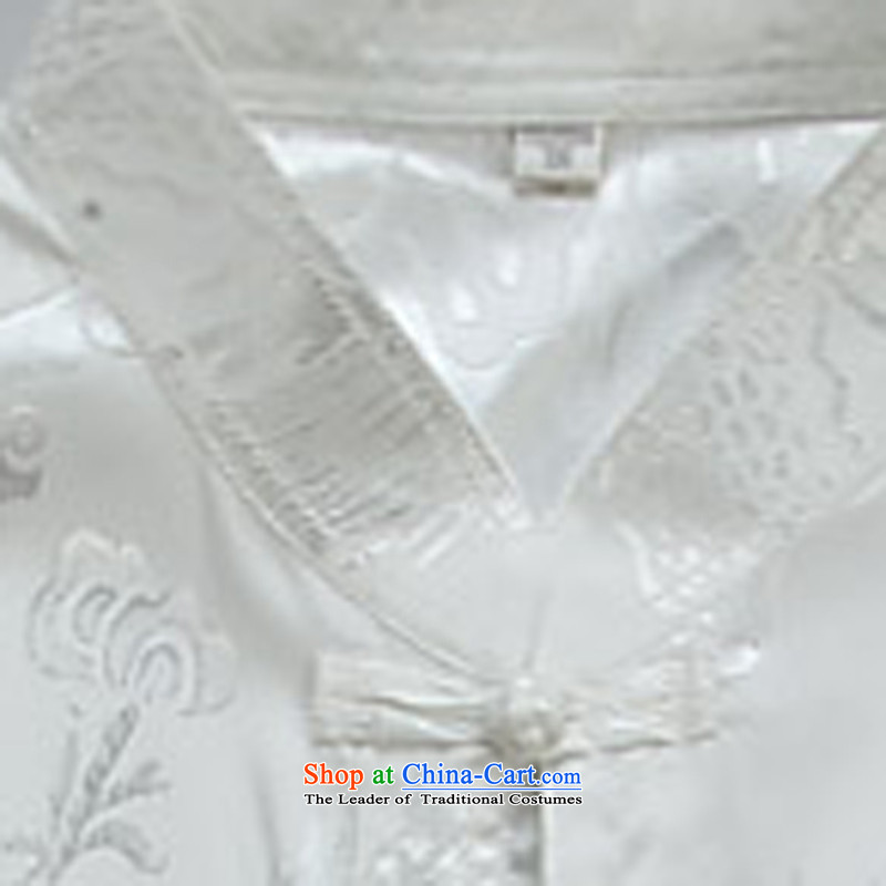 Tang dynasty short-sleeved 2015 new men detained in the national wind up older Tang blouses father men Tang dynasty white ink-M (MORE YI shopping on the Internet has been pressed.)