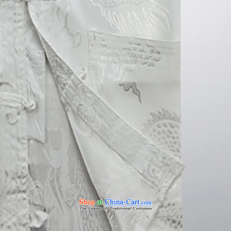 Tang dynasty short-sleeved 2015 new men detained in the national wind up older Tang blouses father men Tang dynasty white ink-M (MORE YI shopping on the Internet has been pressed.)