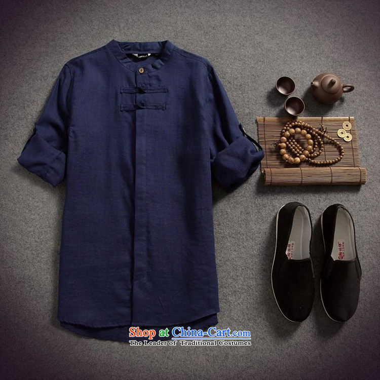 Dan Jie Tang dynasty gift male import linen shirts and ties of 7 disk-sleeved shirt original art nouveau China wind Peacock Blue XXXL picture, prices, brand platters! The elections are supplied in the national character of distribution, so action, buy now enjoy more preferential! As soon as possible.