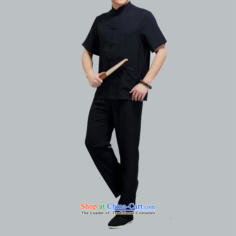 Kanaguri mouse in the new summer older men Tang Dynasty Package pure cotton linen china wind short-sleeved black , L, Kim national costumes gopher JINLISHU () , , , shopping on the Internet
