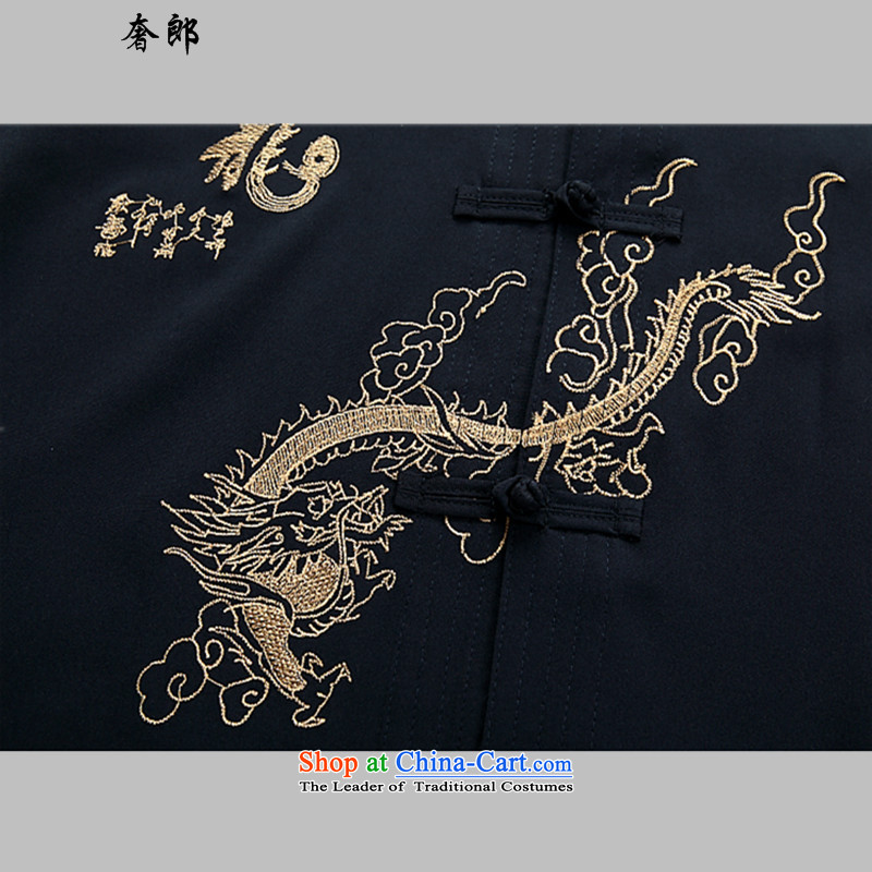 The luxury health Chinese dragon summer men in Tang Dynasty Tsing older Tang Dynasty Recreation Fashion men's long-sleeved shirt Tang Dynasty Chinese wind up manually Han-load father black T-shirt XL, luxury health , , , shopping on the Internet