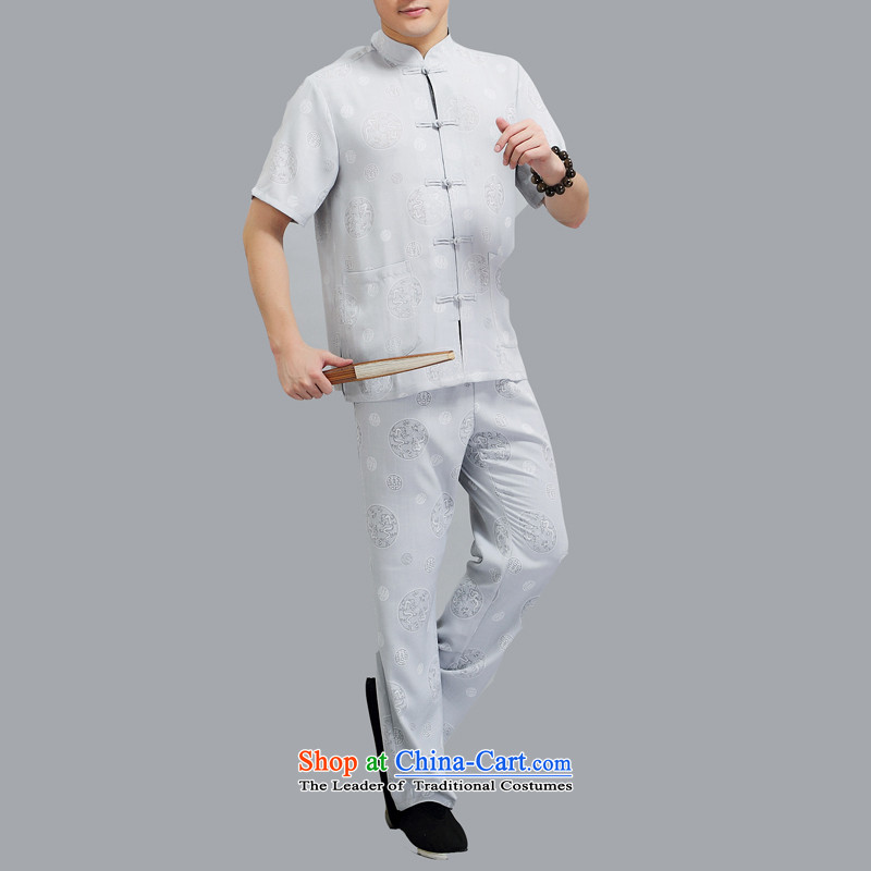 Kanaguri mouse summer men Tang dynasty short-sleeve kit Chinese national wind in leisure older Han-Tang Dynasty Light Gray XXXL, kanaguri mouse (JINLISHU) , , , shopping on the Internet
