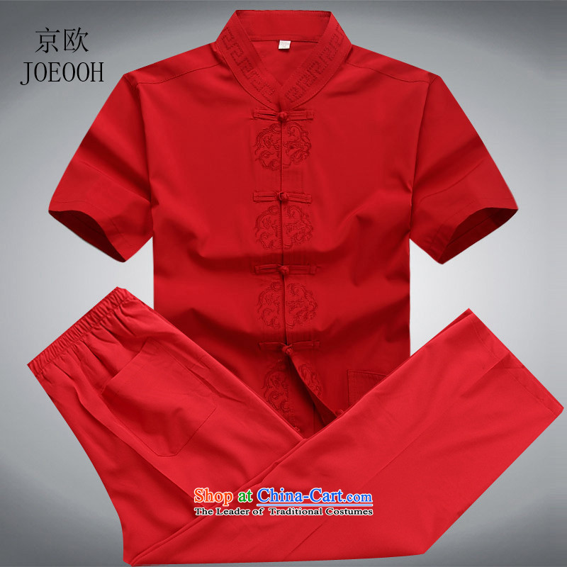 Beijing 2015 Europe China wind short-sleeved Tang Dynasty Package Installed in summer father older short-sleeved Tang Dynasty Male Red Kit L/175, Putin (JOE OOH) , , , shopping on the Internet