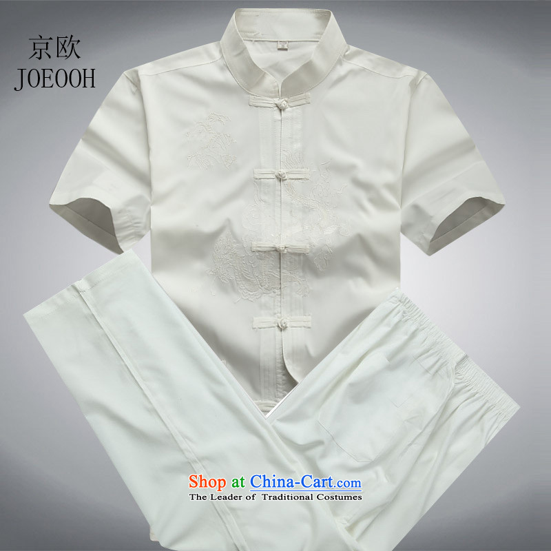 Beijing light summer of OSCE men short-sleeve packaged Men's Mock-Neck short-sleeved Tang dynasty national costume kit M/170, white Putin (JOE OOH) , , , shopping on the Internet