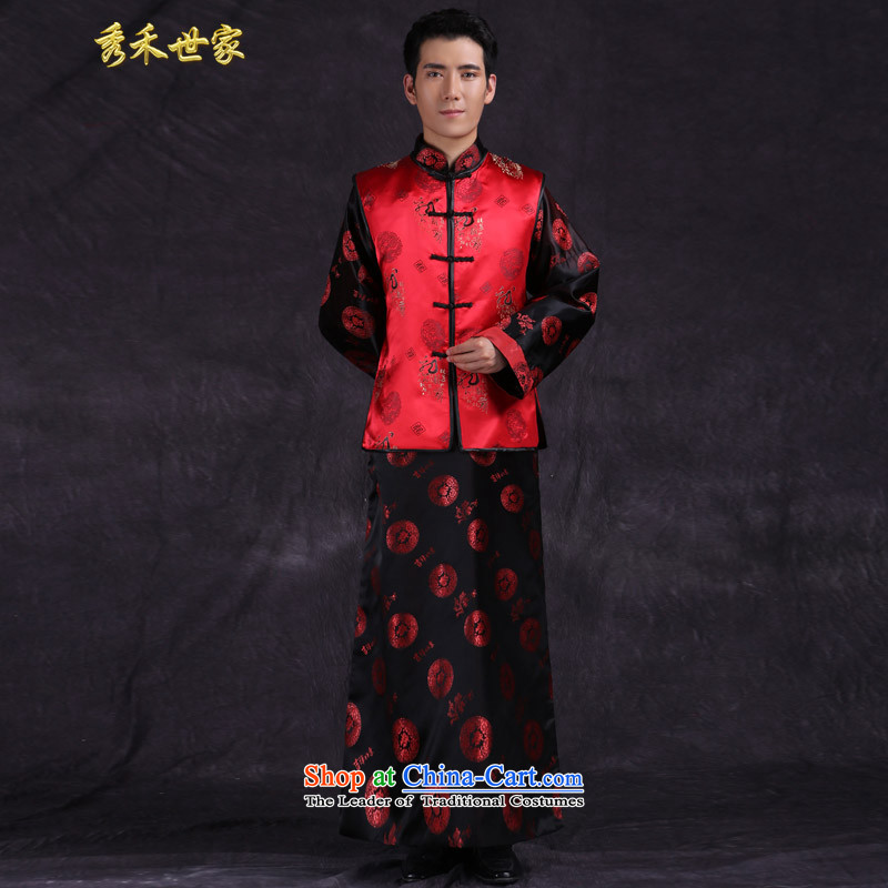 Sau Wo saga costume new Ogonis services men marry retro wedding dress clothes for men followed suit improved costume show, a maximum use of groups of three hats picture color L, Sau Wo family shopping on the Internet has been pressed.