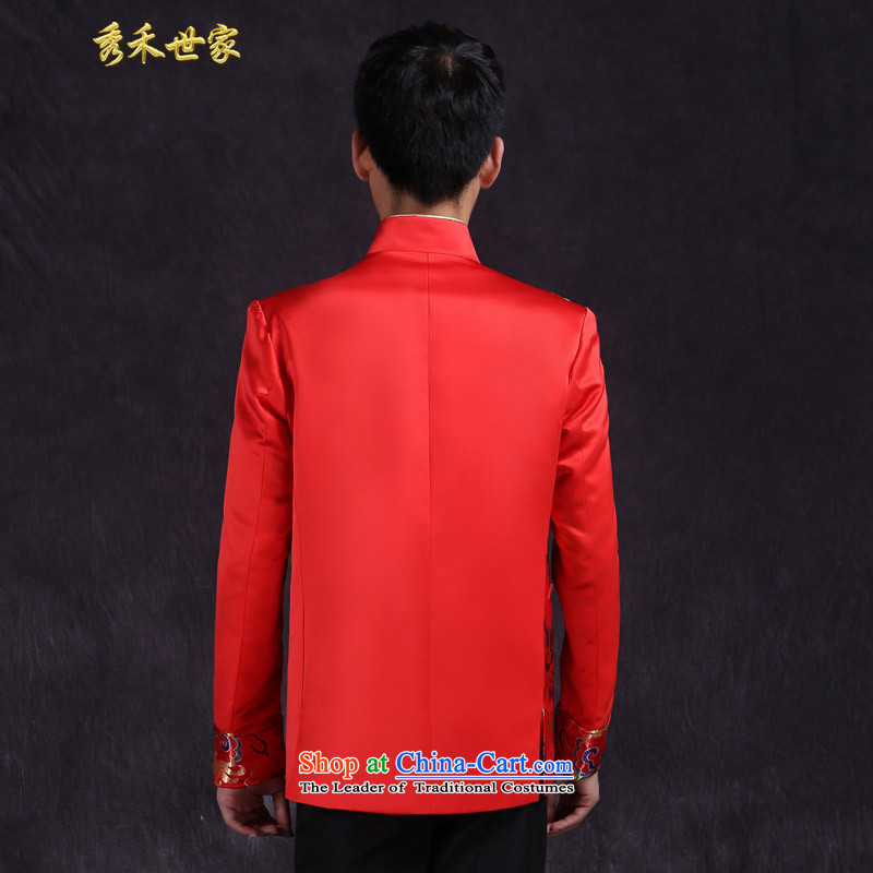 Sau Wo Saga Chinese marriage for men with the bridegroom TANG Sau Wo Service Pack summer collar warm classical-hi-marriage bows dress large red , L, Sau Wo family shopping on the Internet has been pressed.