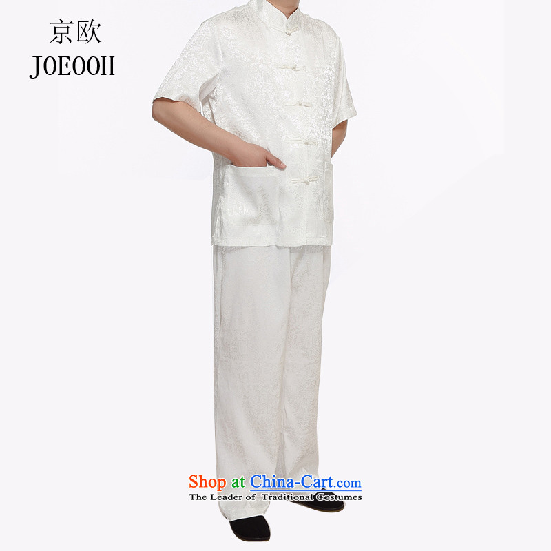 Beijing New OSCE Tang dynasty male short-sleeved Tang dynasty in older kit ethnic elderly clothes summer morning workout Grandpa Services White , L, Putin (JOE OOH) , , , shopping on the Internet