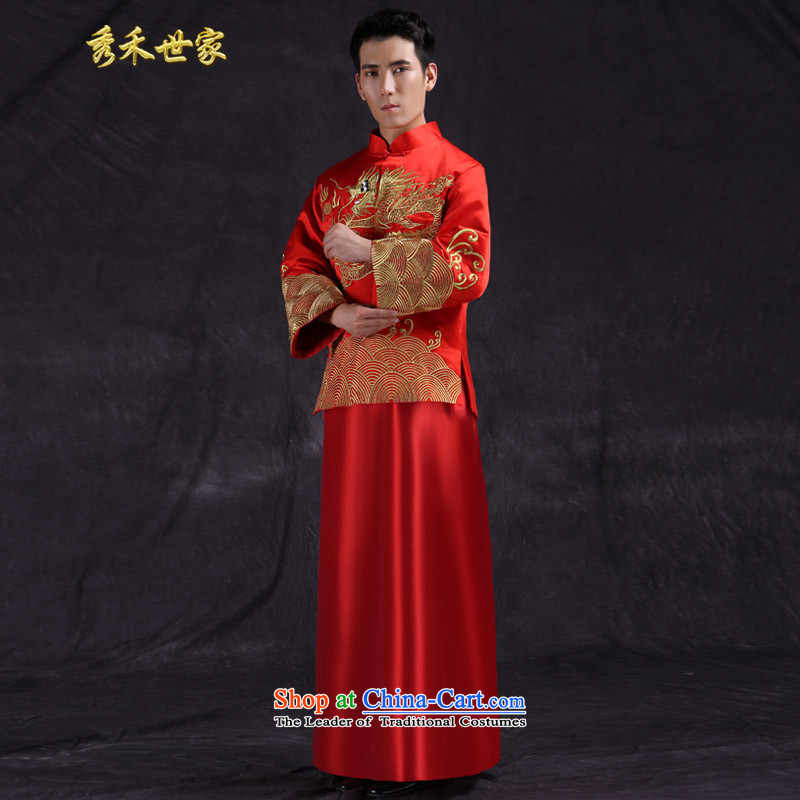 Sau Wo Saga Chinese wedding services Tang Dynasty Show Wo Service costume, men's wedding dress red groom service Tang Dynasty style robes of red , Sau Wo family shopping on the Internet has been pressed.