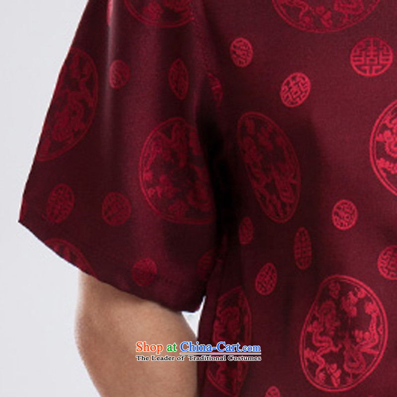 Mr Ronald New China wind ascendant of the Tang dynasty jogs men short-sleeve packaged upmarket older along the River During the Qingming Festival  of ethnic shirt red 165, a set of Hei concentric , , , shopping on the Internet