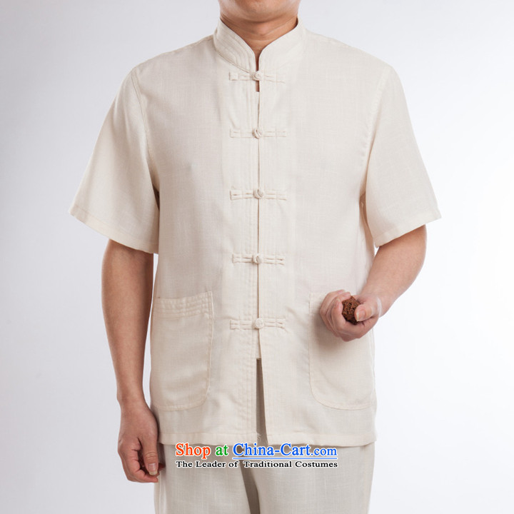 2015 New Products Linen Tang dynasty male Kit Tang dynasty China wind male short-sleeved summer manually drive Chinese national costumes beige detained a set of 185 pictures, prices, brand platters! The elections are supplied in the national character of distribution, so action, buy now enjoy more preferential! As soon as possible.