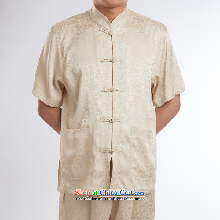 2015 new half sleeve collar male summer improvement of ethnic Chinese male short-sleeved Tang Dynasty set of 180 pictures, beige price, brand platters! The elections are supplied in the national character of distribution, so action, buy now enjoy more preferential! As soon as possible.