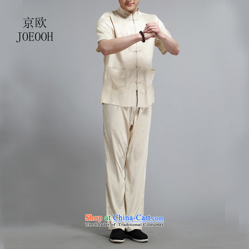 Beijing Summer in the new European older men short-sleeve kit Chinese Tai Chi services national costumes 4XL/190, Gold Beijing (JOE OOH) , , , shopping on the Internet